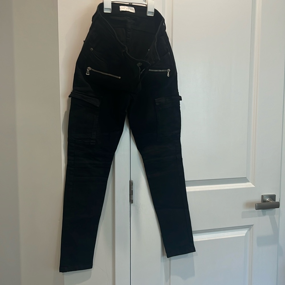Zara Mens Black Skinny Cargo Pants - Size 30